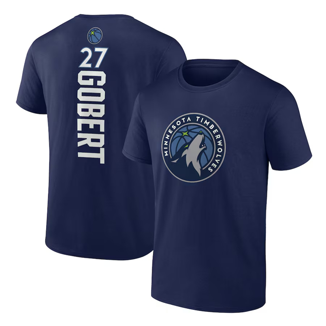 Men's Minnesota Timberwolves #27 Rudy Gobert Navy Name & Number T-Shirt